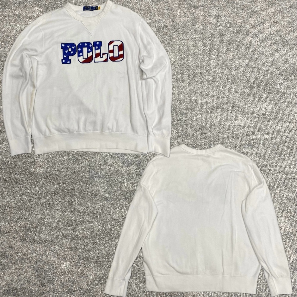 Polo Ralph Lauren Americana Stars Stripes Fleece Crewneck USA Size Large